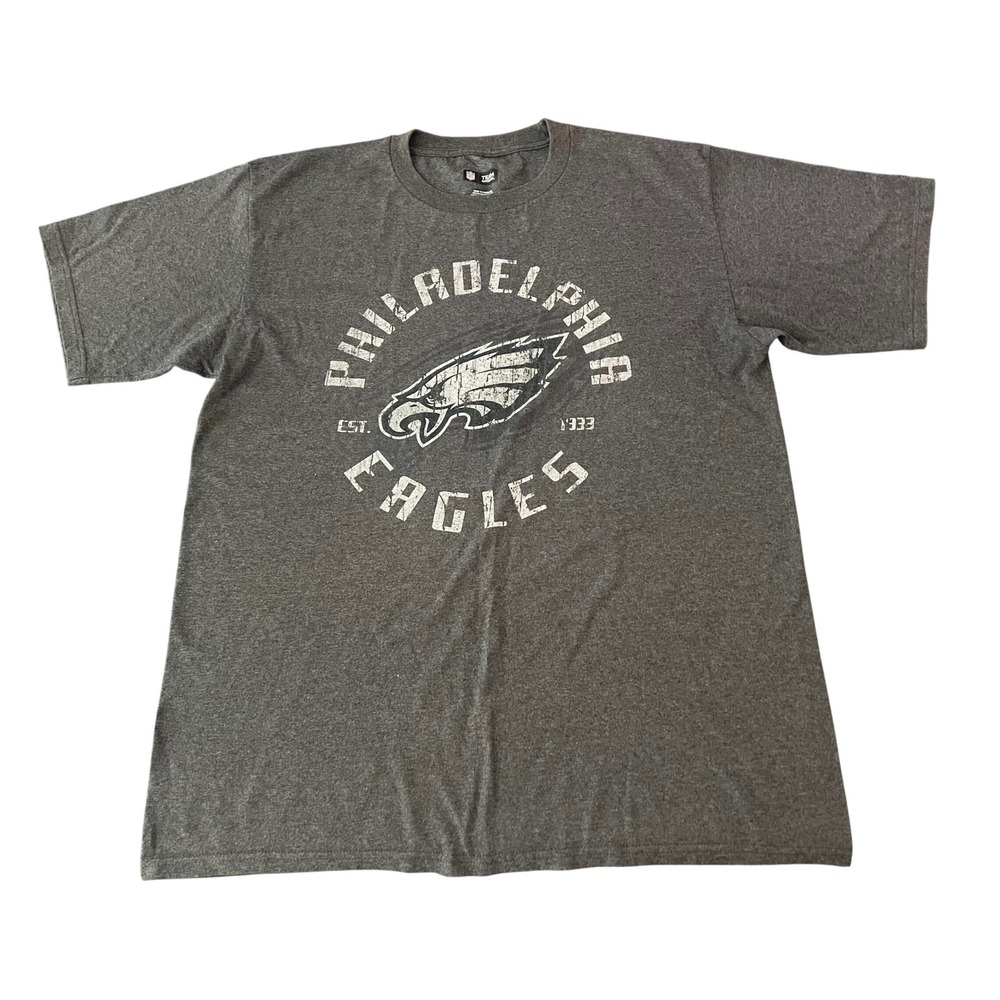 NFL Philadelphia Eagles T-Shirt Mens Large Grey Distressed Graphic (1182)